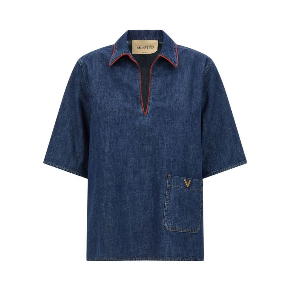 Valentino Garavani Blue Cotton Women's Blouse